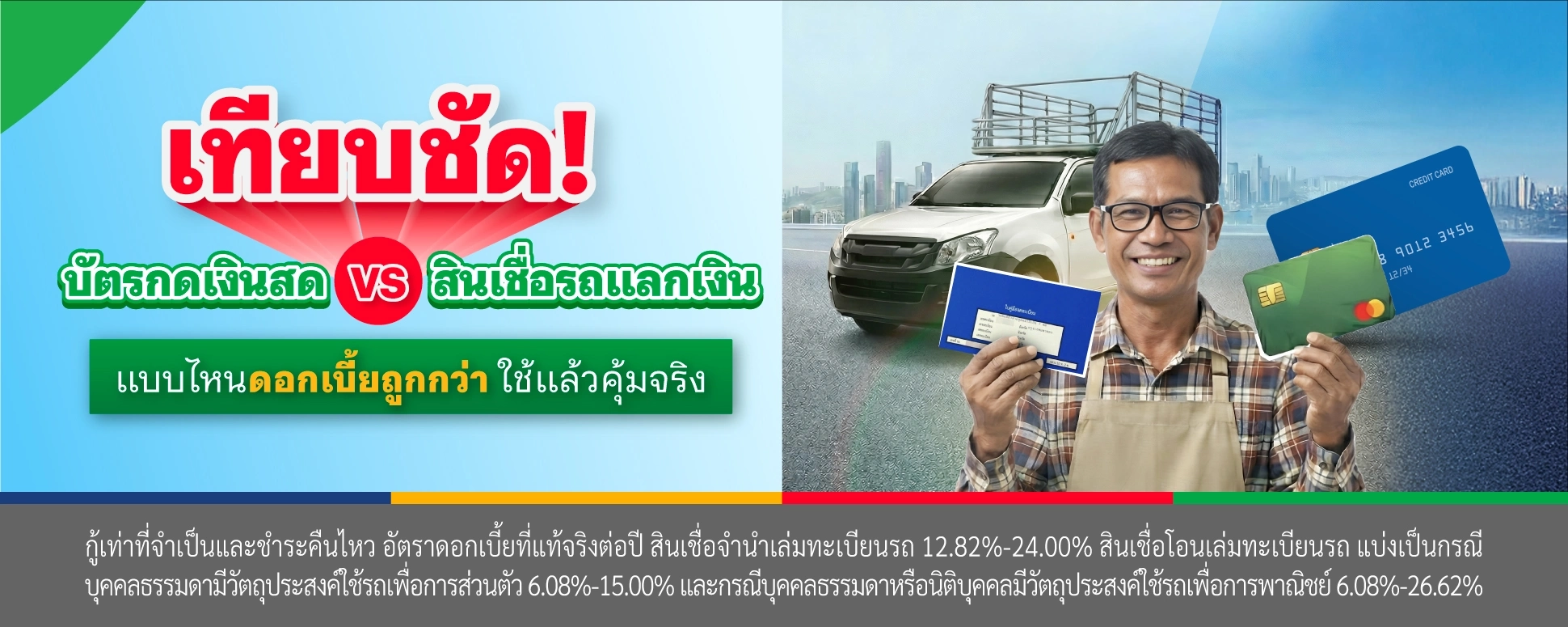 เปรียบเทียบ บัตรกดเงินสด กับ สินเชื่อรถแลกเงิน ต่างกันอย่างไร